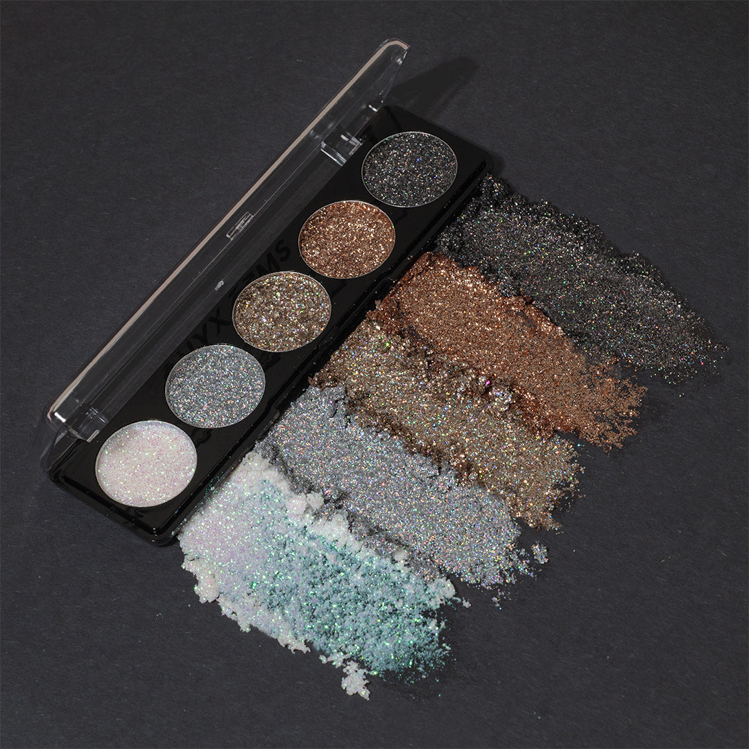 Glitter Gems 5-Shade Pressed Glitter Eyeshadow Palette | Vegan & Cruelty-Free