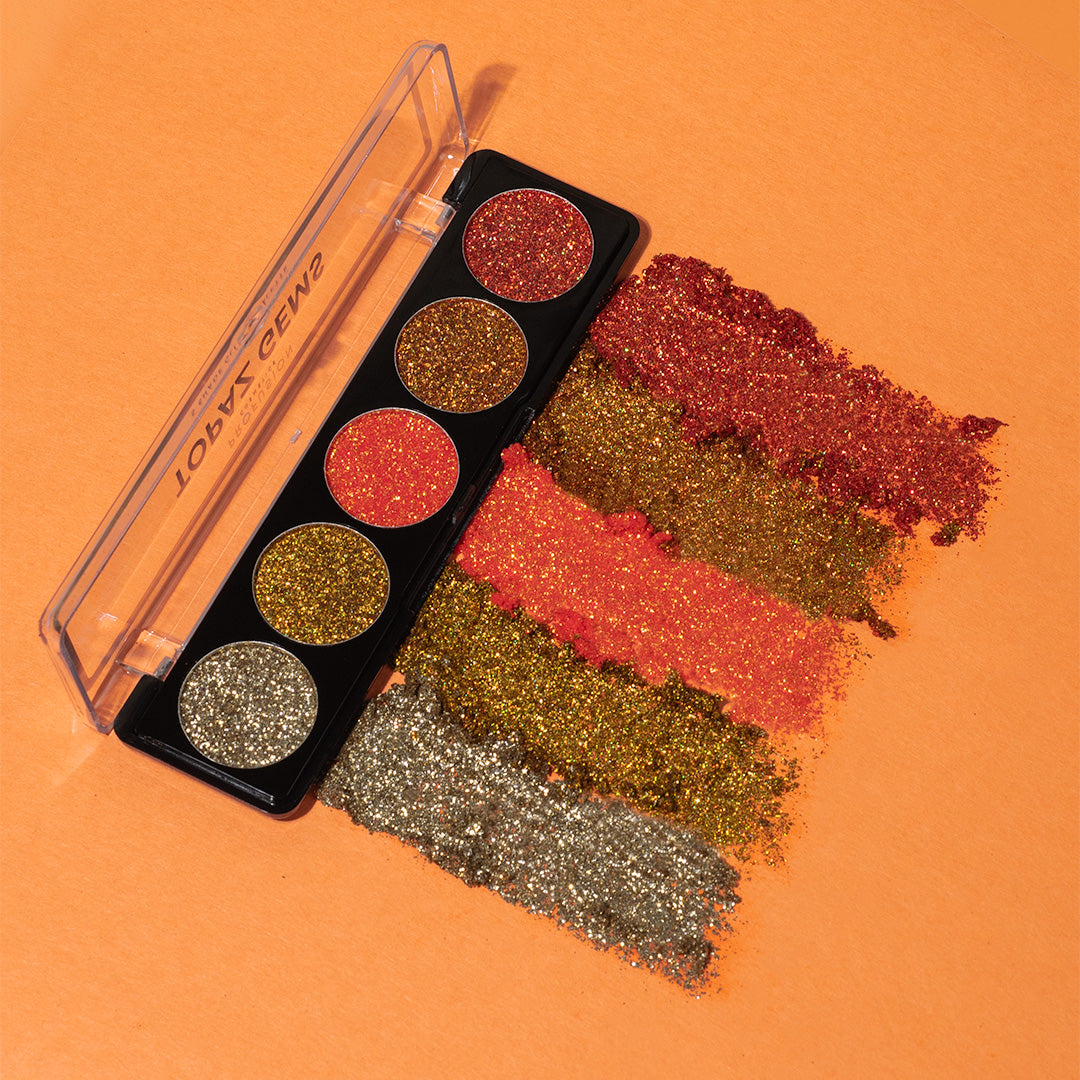 Glitter Gems 5-Shade Pressed Glitter Eyeshadow Palette | Vegan & Cruelty-Free