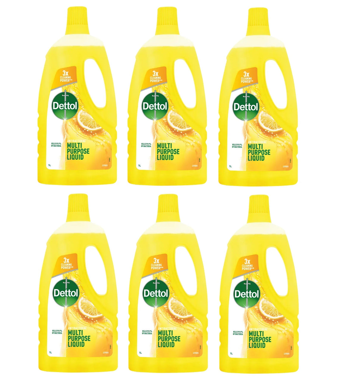 6 x Dettol Multipurpose Antibacterial Citrus - 1 LITRE
