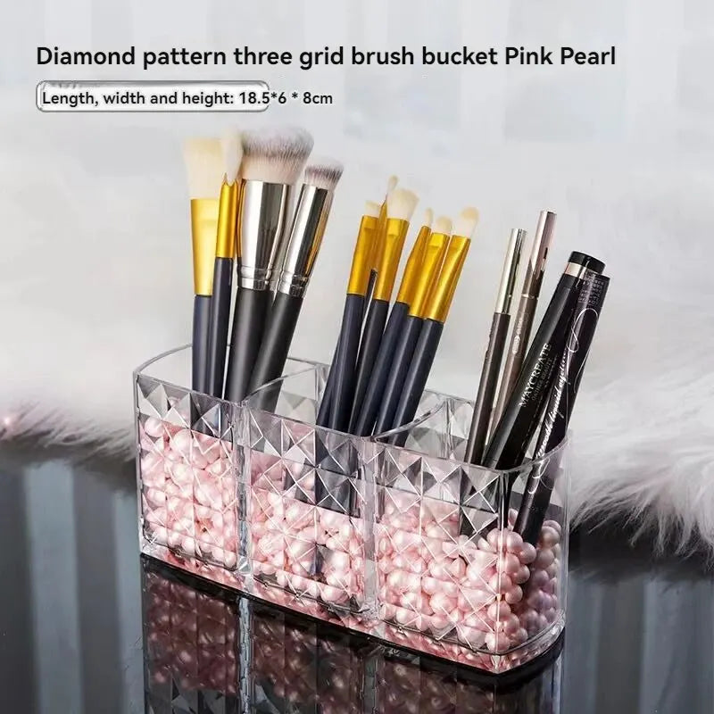 Diamond Pattern Mirror Cabinet Storage Box - Bathroom Cosmetics Makeup Organiser