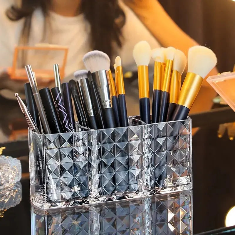 Diamond Pattern Mirror Cabinet Storage Box - Bathroom Cosmetics Makeup Organiser