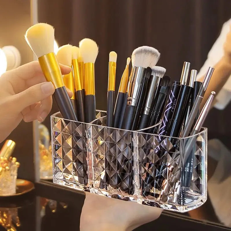 Diamond Pattern Mirror Cabinet Storage Box - Bathroom Cosmetics Makeup Organiser