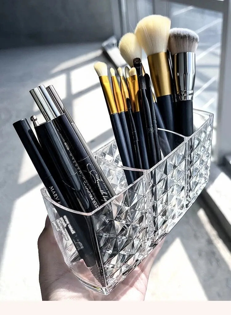 Diamond Pattern Mirror Cabinet Storage Box - Bathroom Cosmetics Makeup Organiser