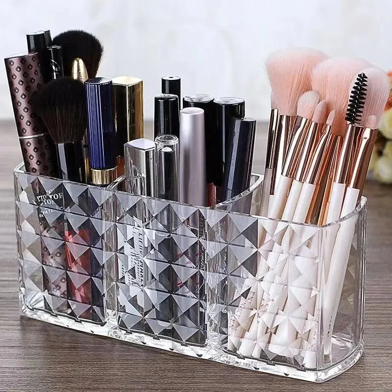 Diamond Pattern Mirror Cabinet Storage Box - Bathroom Cosmetics Makeup Organiser