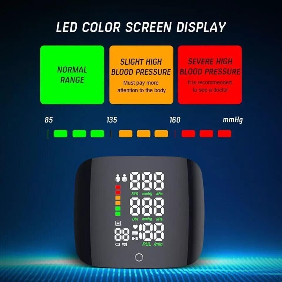 Digital Blood Pressure Monitor Upper Arm Wrist BP Machine LCD Health Monitor