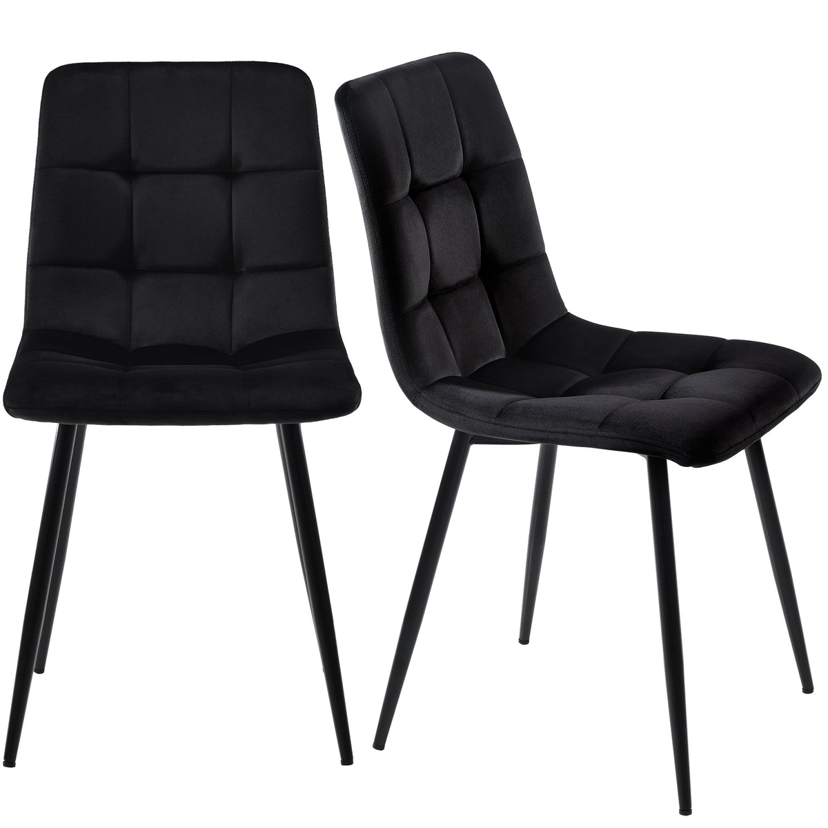 Modern Marble Effect Dining Table Set with 4 Soft Velvet Chairs Black