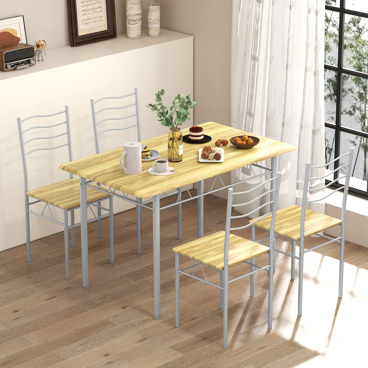 Counter Height Table with Spacious Rectangular Tabletop for Home Restaurant-Natural