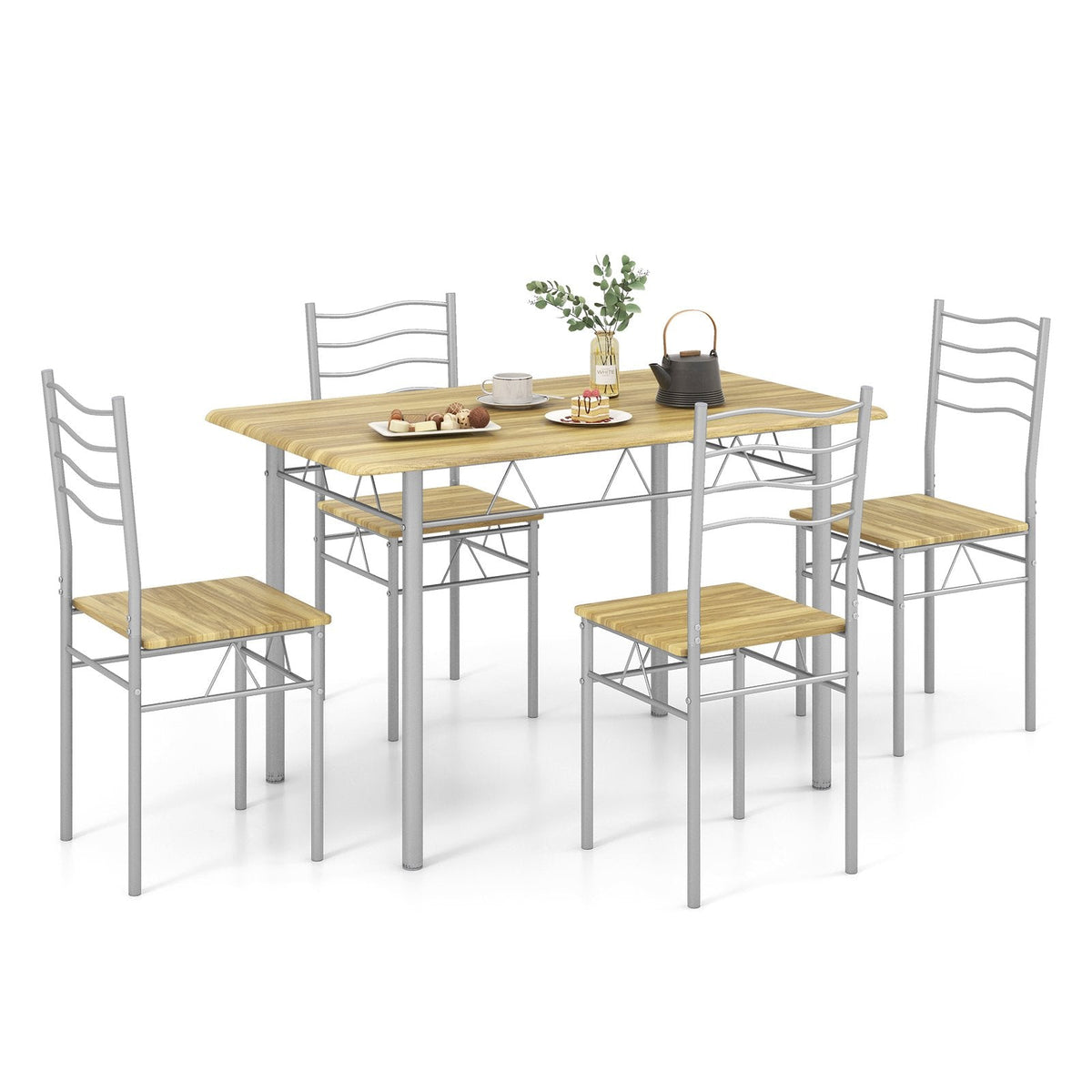 Counter Height Table with Spacious Rectangular Tabletop for Home Restaurant-Natural