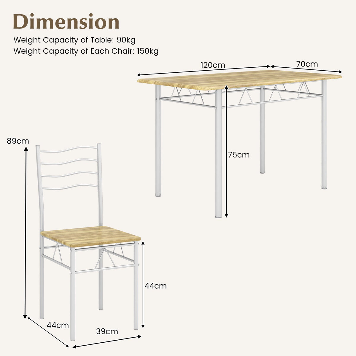 Counter Height Table with Spacious Rectangular Tabletop for Home Restaurant-Natural