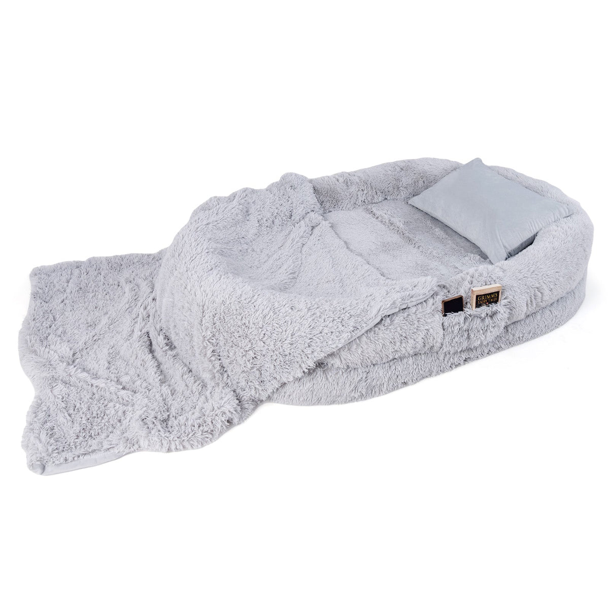Human Dog Bed with Soft Blanket and Present Plump Pillow-Brown