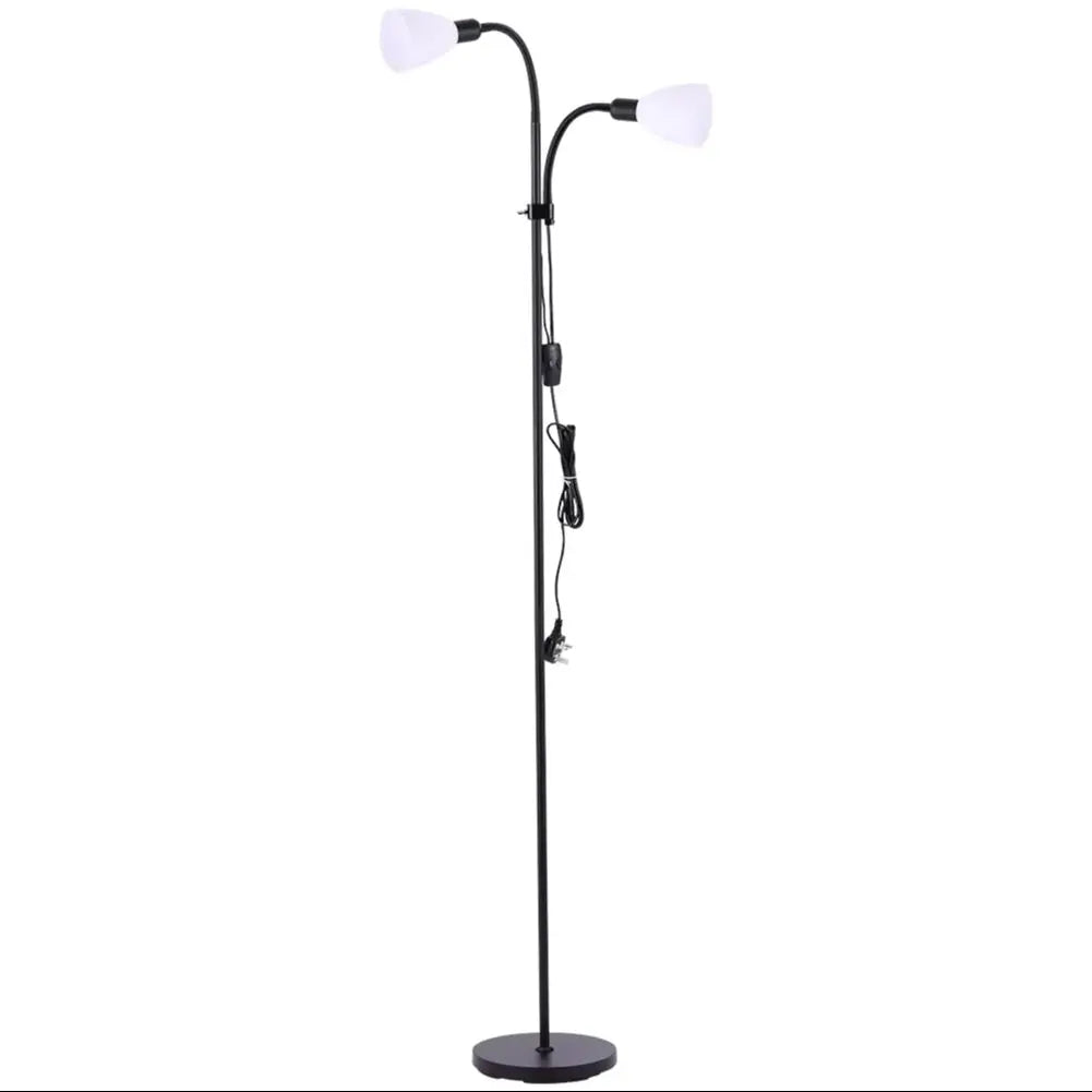 Adjustable Double Head Floor Lamp – Black Metal Standing Modern Flexible Light