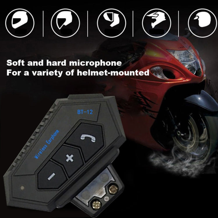 BT12 Motorcycle Helmet Bluetooth Headset – Wireless Intercom & Music