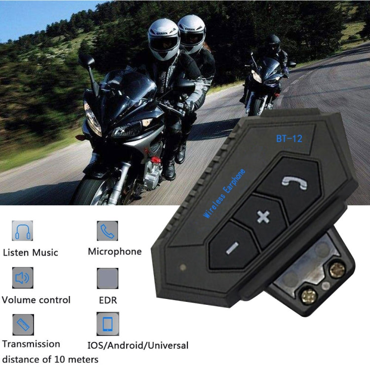 BT12 Motorcycle Helmet Bluetooth Headset – Wireless Intercom & Music