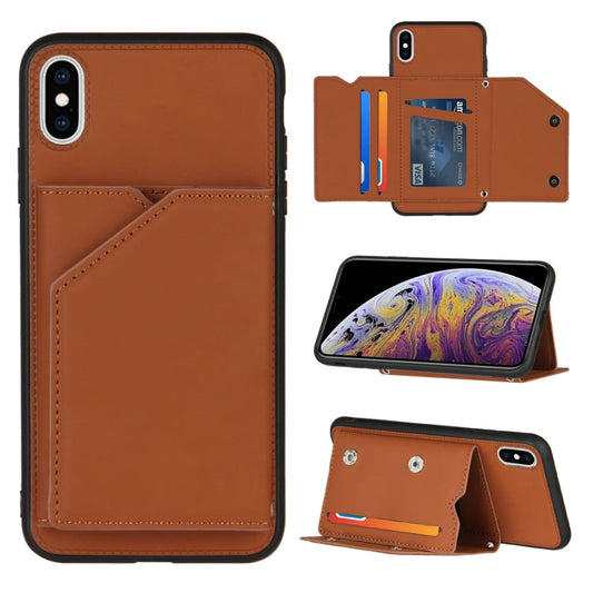 Funda tipo cartera de piel sintética a prueba de golpes con ranuras para tarjetas, soporte y marco de fotos para iPhone