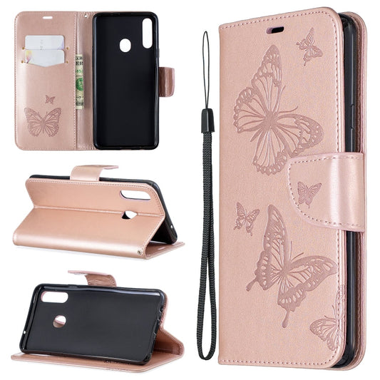 Butterfly Embossed Leather Flip Case – Xiaomi Redmi Note 8 Pro | Wallet & Lanyard