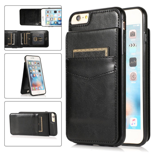 Solid Color PC + TPU Protective Case with Holder & Card Slots, For iPhone 6, For iPhone 6 Plus, For iPhone 8 Plus / 7 Plus, For iPhone XS / X