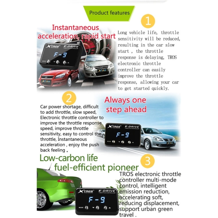 TROS KS-5Drive Potent Booster Elektronische Drosselklappensteuerung, für Jeep Compass 2018-, für Jeep Renegade 2015-, für Jeep Patriot 2007-2017, für Toyota Wish 2010-, für Toyota Wigo 2017-, für Toyota Agya 2017-, für Toyota Rush 2017-