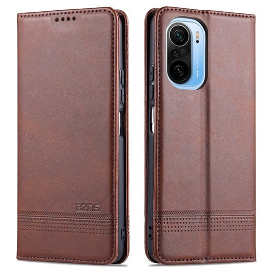 Funda de cuero con tapa horizontal con textura de pantorrilla magnética AZNS con ranuras para tarjetas, soporte y billetera, para Xiaomi Poco F3, para Samsung Galaxy A32 4G