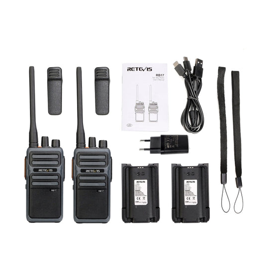 1 par de radios de dos vías portátiles sin licencia RETEVIS RB617 PMR446 de 16 canales, enchufe europeo, RB617