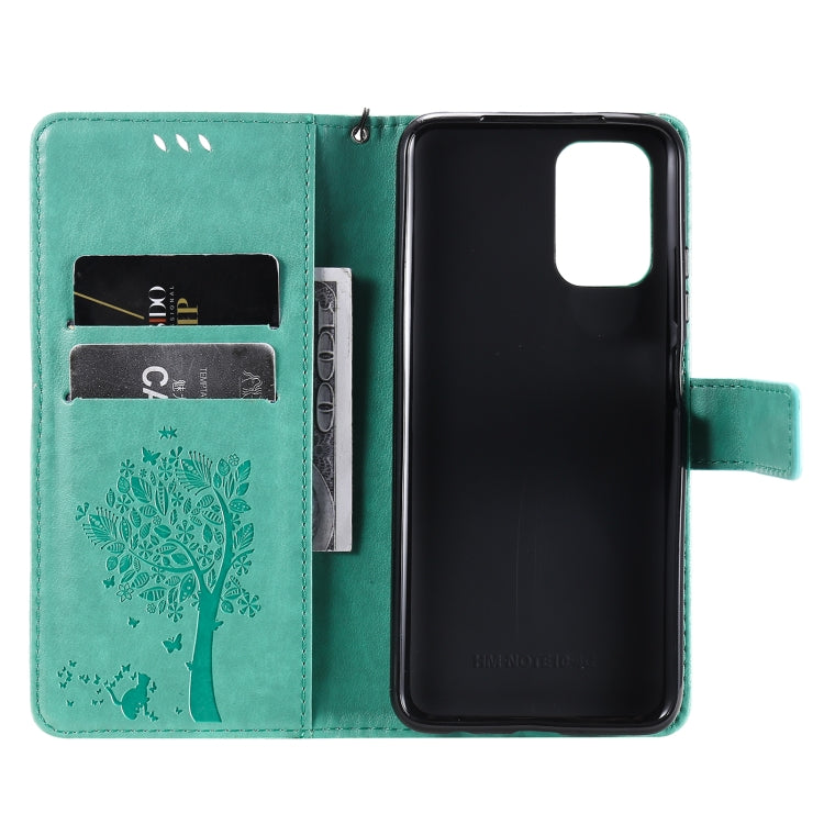 Tree & Cat Pattern PU Leather Wallet Case – Xiaomi Redmi Note 10 4G / Note 10 Pro