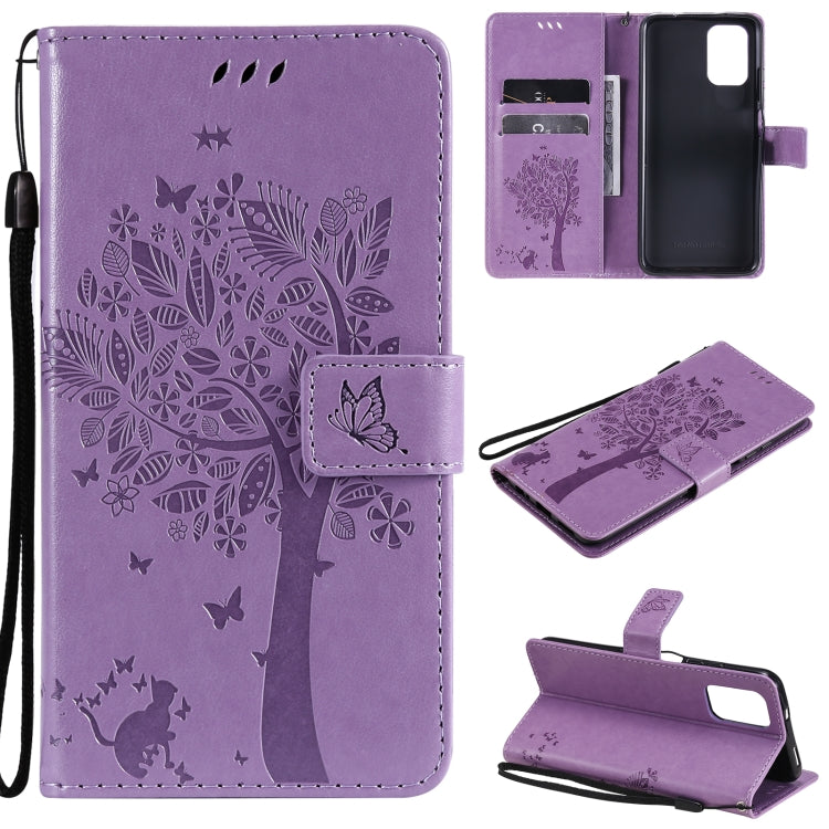 Tree & Cat Pattern PU Leather Wallet Case – Xiaomi Redmi Note 10 4G / Note 10 Pro