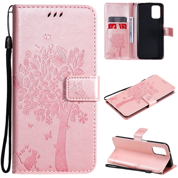 Tree & Cat Pattern PU Leather Wallet Case – Xiaomi Redmi Note 10 4G / Note 10 Pro