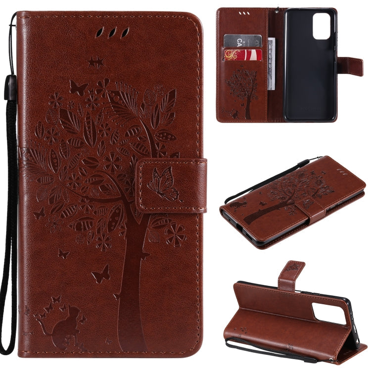 Tree & Cat Pattern PU Leather Wallet Case – Xiaomi Redmi Note 10 4G / Note 10 Pro