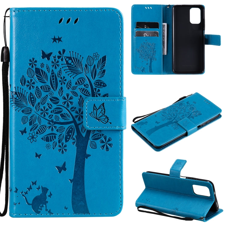 Tree & Cat Pattern PU Leather Wallet Case – Xiaomi Redmi Note 10 4G / Note 10 Pro