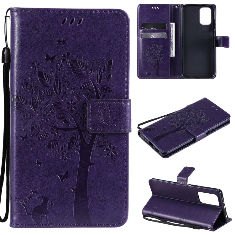 Tree & Cat Pattern PU Leather Wallet Case – Xiaomi Redmi Note 10 4G / Note 10 Pro