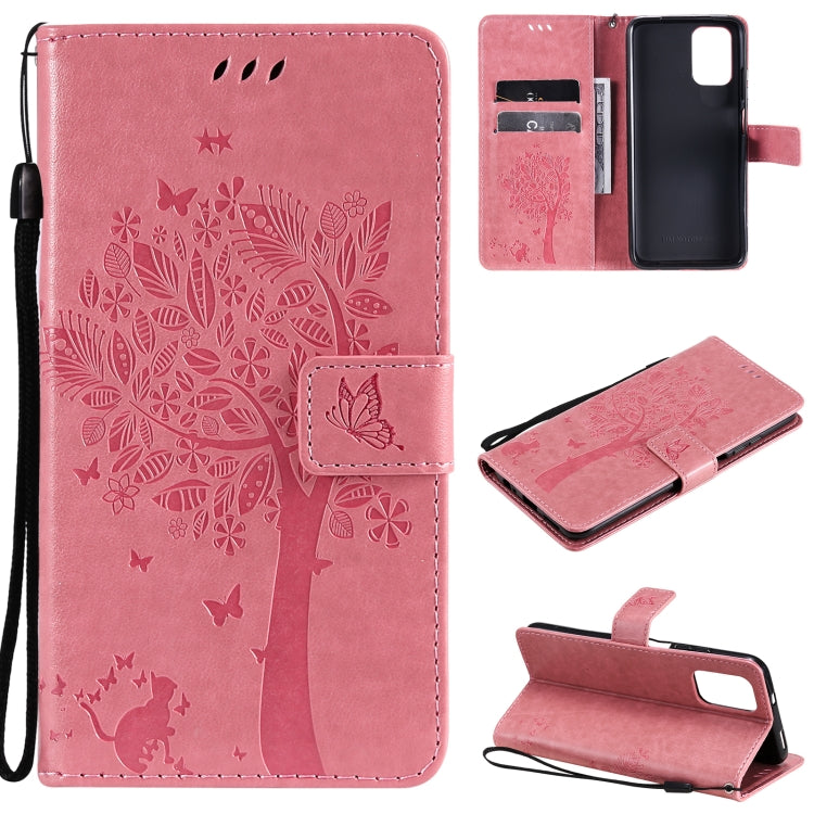 Tree & Cat Pattern PU Leather Wallet Case – Xiaomi Redmi Note 10 4G / Note 10 Pro