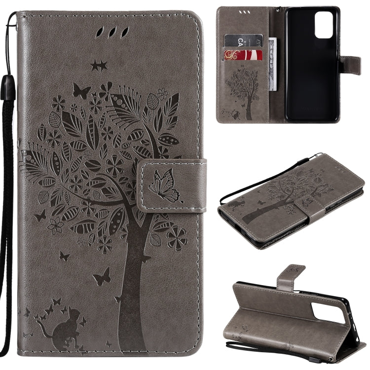 Tree & Cat Pattern PU Leather Wallet Case – Xiaomi Redmi Note 10 4G / Note 10 Pro