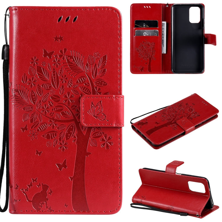 Tree & Cat Pattern PU Leather Wallet Case – Xiaomi Redmi Note 10 4G / Note 10 Pro