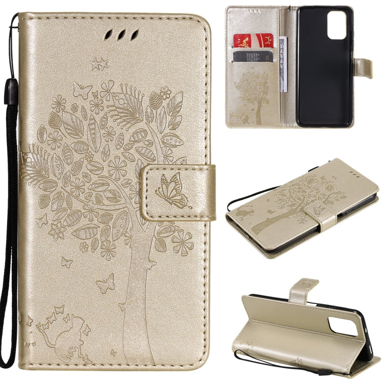 Tree & Cat Pattern PU Leather Wallet Case – Xiaomi Redmi Note 10 4G / Note 10 Pro