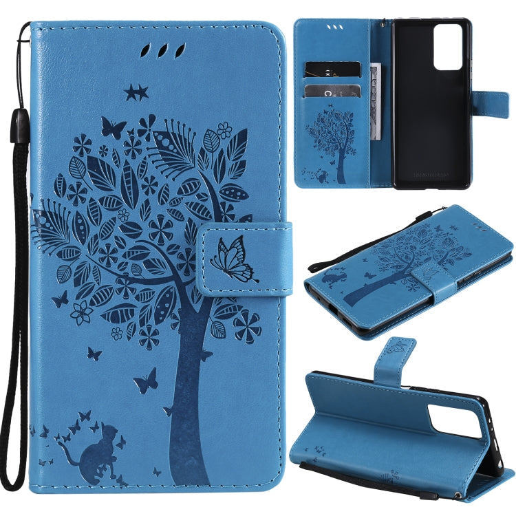 Tree & Cat Pattern PU Leather Wallet Case – Xiaomi Redmi Note 10 4G / Note 10 Pro