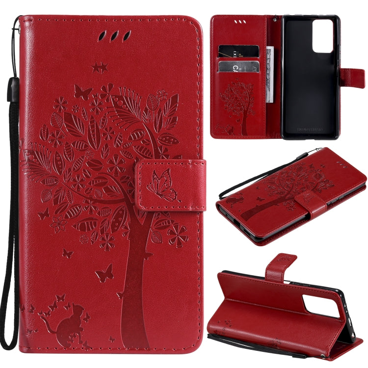 Tree & Cat Pattern PU Leather Wallet Case – Xiaomi Redmi Note 10 4G / Note 10 Pro