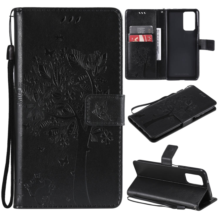 Tree & Cat Pattern PU Leather Wallet Case – Xiaomi Redmi Note 10 4G / Note 10 Pro