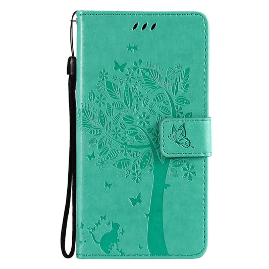 Estuche de cuero de PU con patrón de árbol y gato con estampado en relieve, horizontal, con tapa, soporte, ranuras para tarjetas, billetera y cordón, para Xiaomi Mi 11 Lite 5G, para Xiaomi Mi 11 Pro