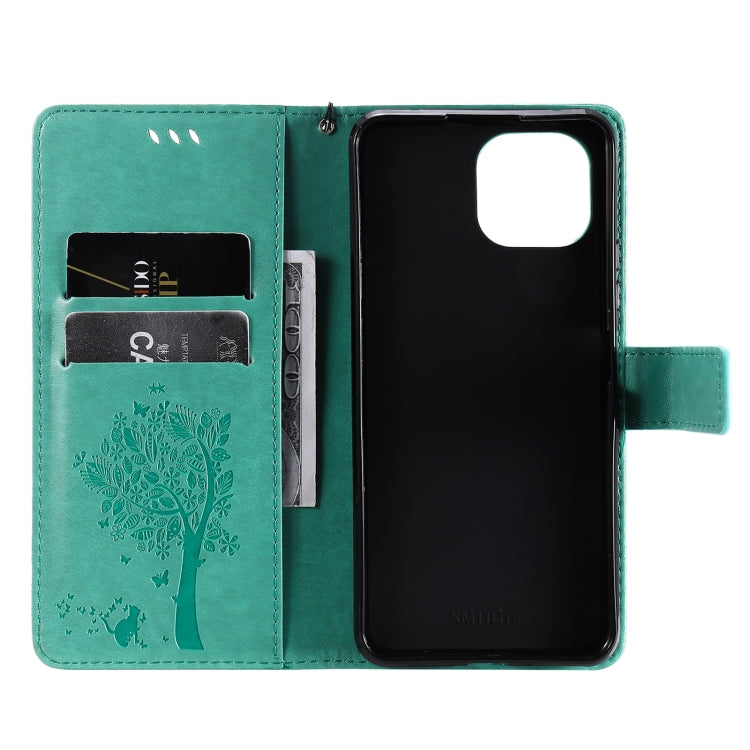 Tree & Cat Pattern PU Leather Flip Case with Card Slots & Wallet – Xiaomi Mi 11 Lite 5G