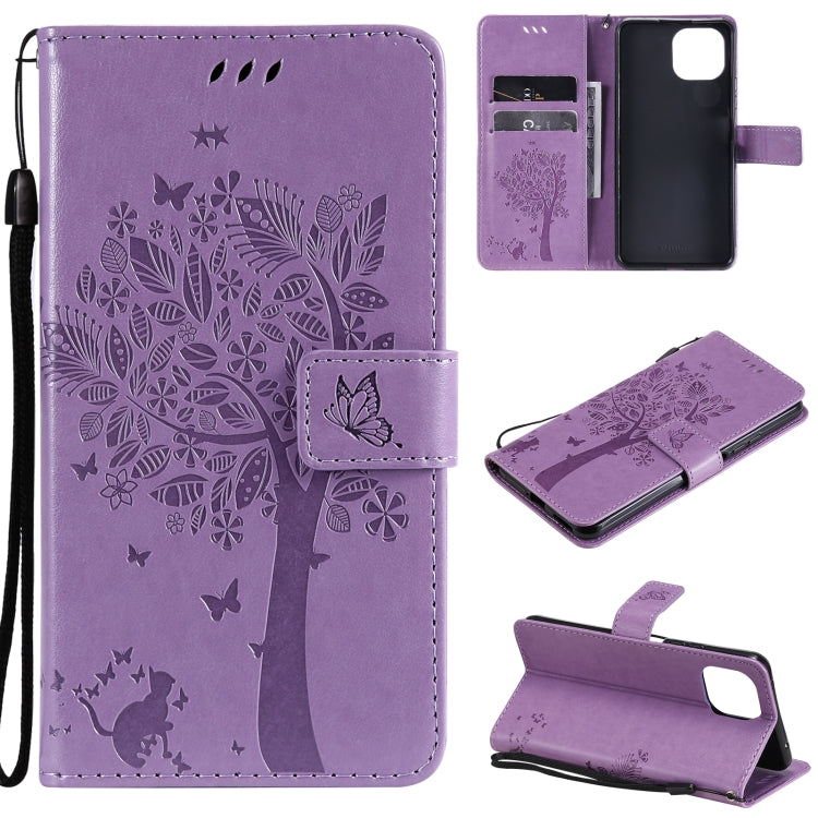 Tree & Cat Pattern PU Leather Flip Case with Card Slots & Wallet – Xiaomi Mi 11 Lite 5G