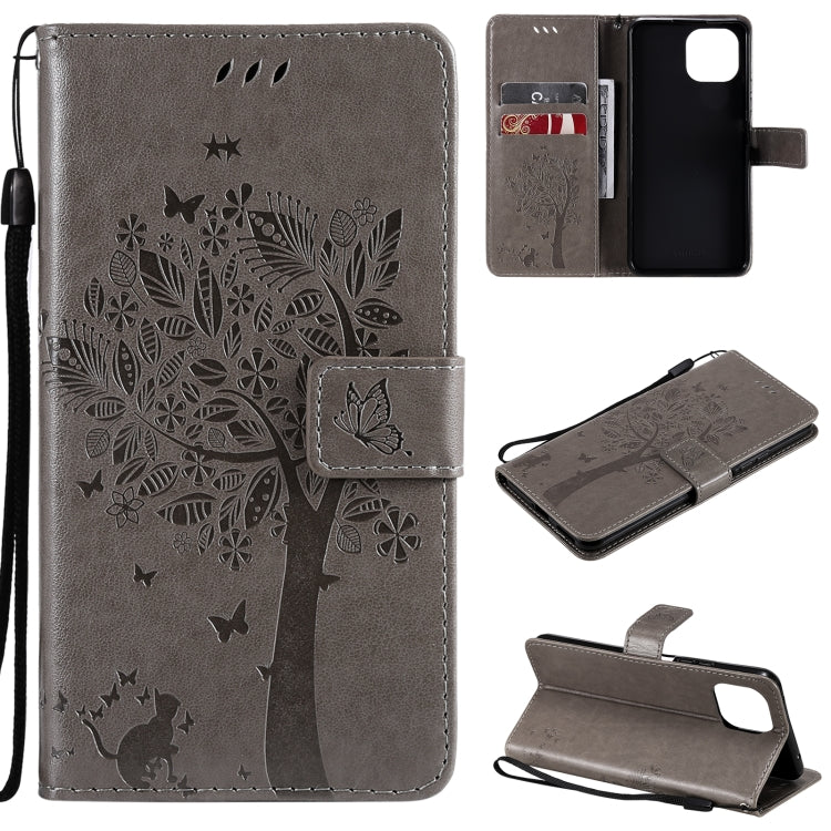 Tree & Cat Pattern PU Leather Flip Case with Card Slots & Wallet – Xiaomi Mi 11 Lite 5G