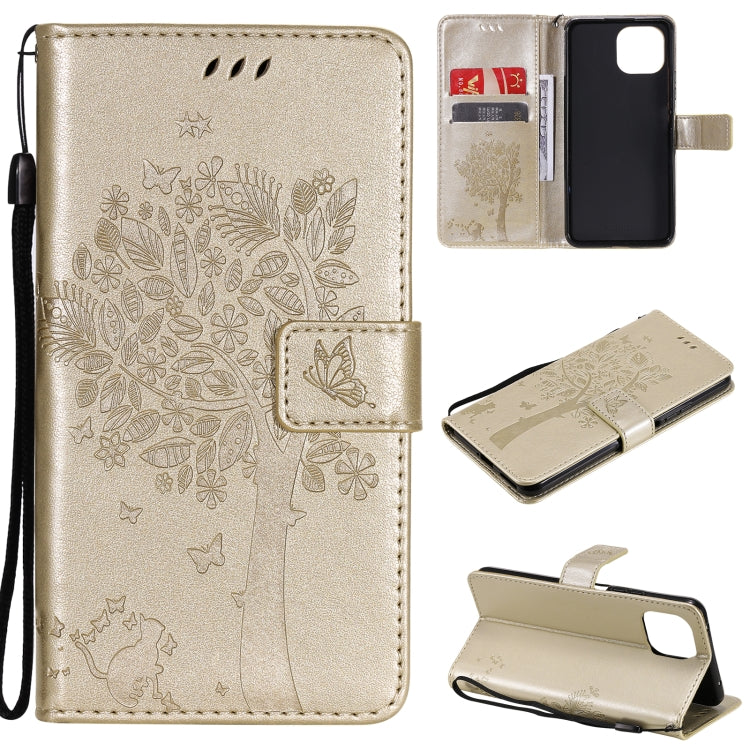Tree & Cat Pattern PU Leather Flip Case with Card Slots & Wallet – Xiaomi Mi 11 Lite 5G