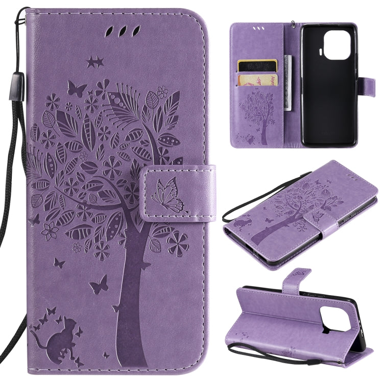 Tree & Cat Pattern PU Leather Flip Case with Card Slots & Wallet – Xiaomi Mi 11 Lite 5G