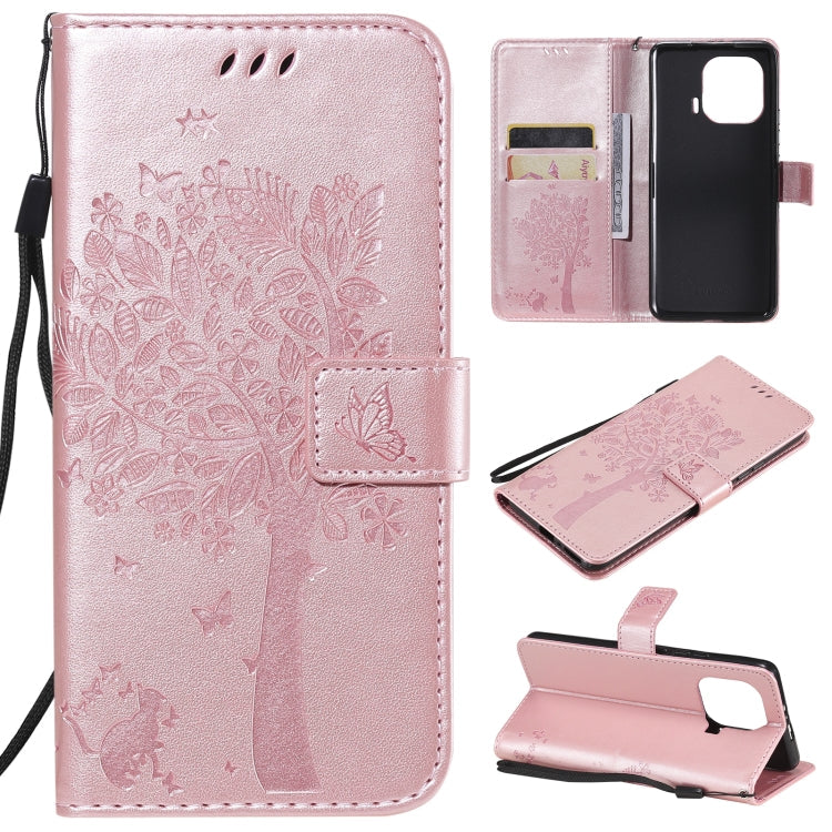 Tree & Cat Pattern PU Leather Flip Case with Card Slots & Wallet – Xiaomi Mi 11 Lite 5G