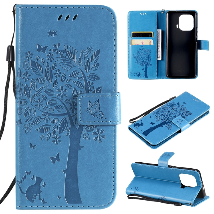 Tree & Cat Pattern PU Leather Flip Case with Card Slots & Wallet – Xiaomi Mi 11 Lite 5G
