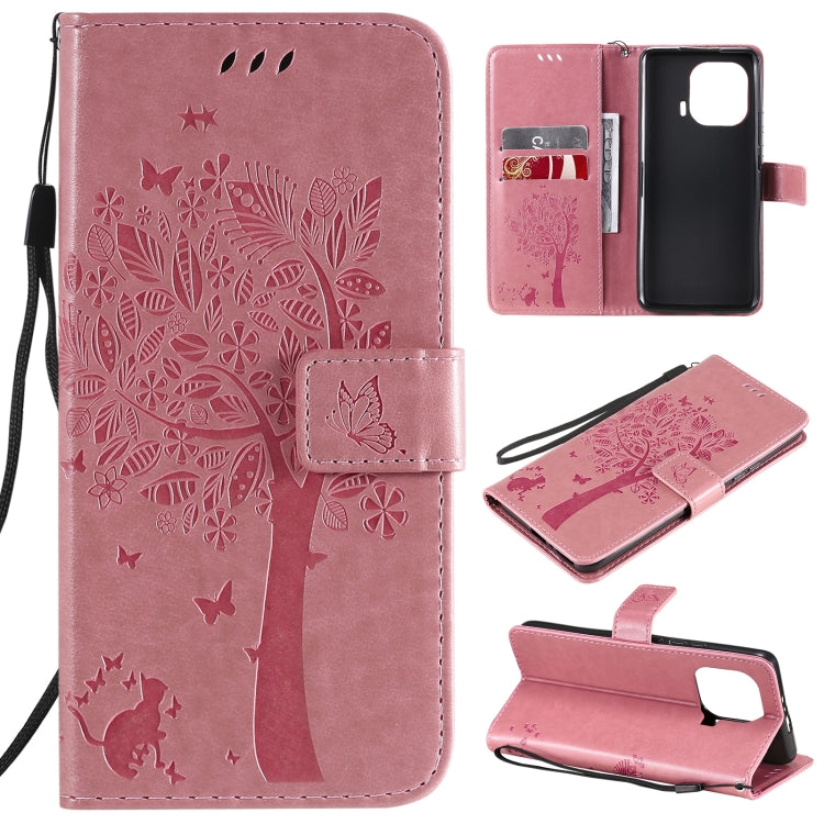 Tree & Cat Pattern PU Leather Flip Case with Card Slots & Wallet – Xiaomi Mi 11 Lite 5G