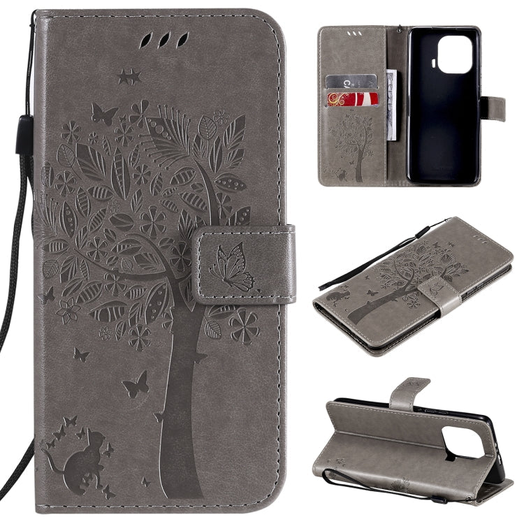 Tree & Cat Pattern PU Leather Flip Case with Card Slots & Wallet – Xiaomi Mi 11 Lite 5G