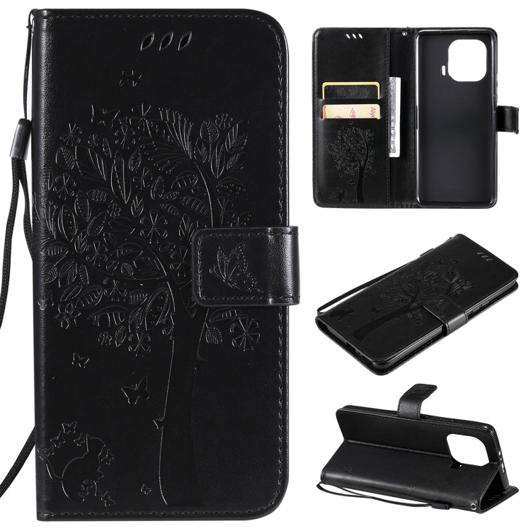Tree & Cat Pattern PU Leather Flip Case with Card Slots & Wallet – Xiaomi Mi 11 Lite 5G