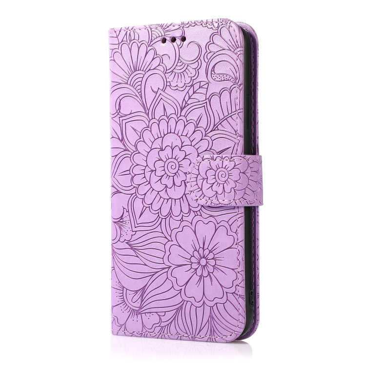 Sunflower Embossed Leather iPhone Case with Card Slots, Wallet & Lanyard