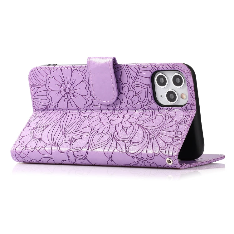 Sunflower Embossed Leather iPhone Case with Card Slots, Wallet & Lanyard