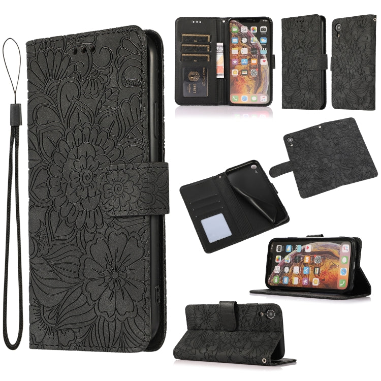 Sunflower Embossed Leather iPhone Case with Card Slots, Wallet & Lanyard